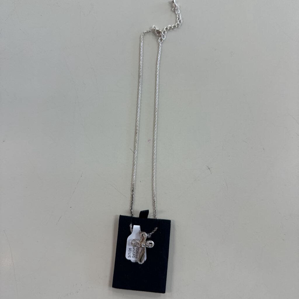 Two Toned Cross Pendant Necklace