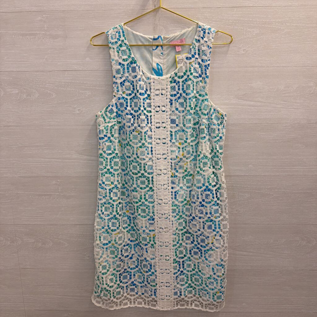 Lilly Pulitzer Blue/ White Rosalie Shift Dress 12