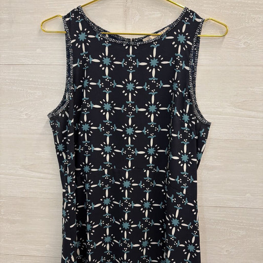Loft Black/ Blue Print Sleeveless Dress 10