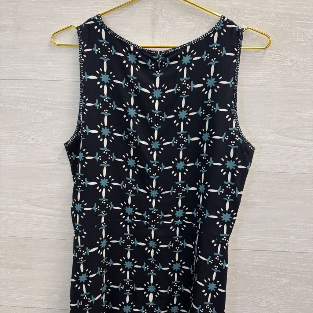 Loft Black/ Blue Print Sleeveless Dress 10