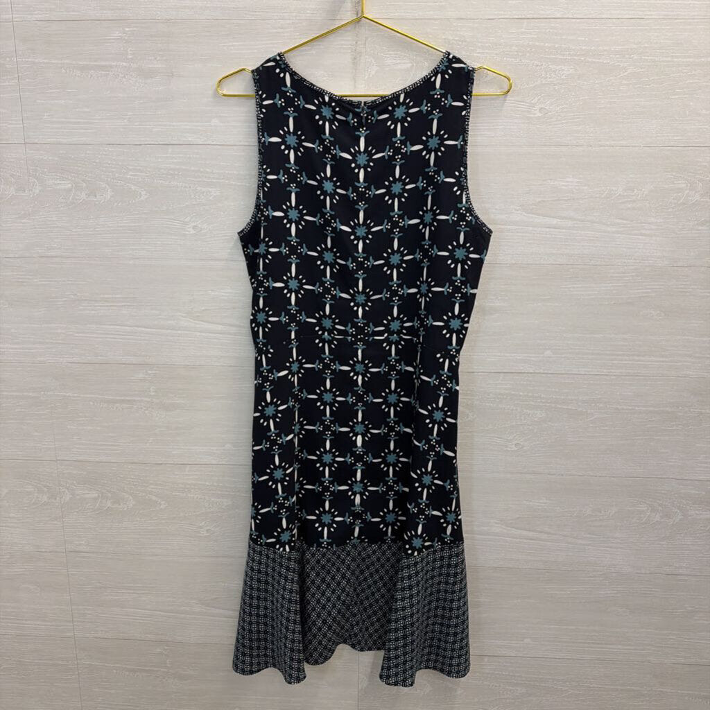 Loft Black/ Blue Print Sleeveless Dress 10