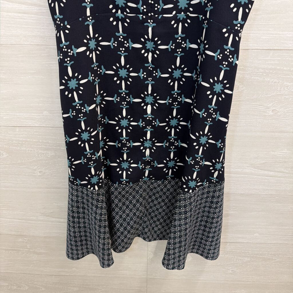 Loft Black/ Blue Print Sleeveless Dress 10