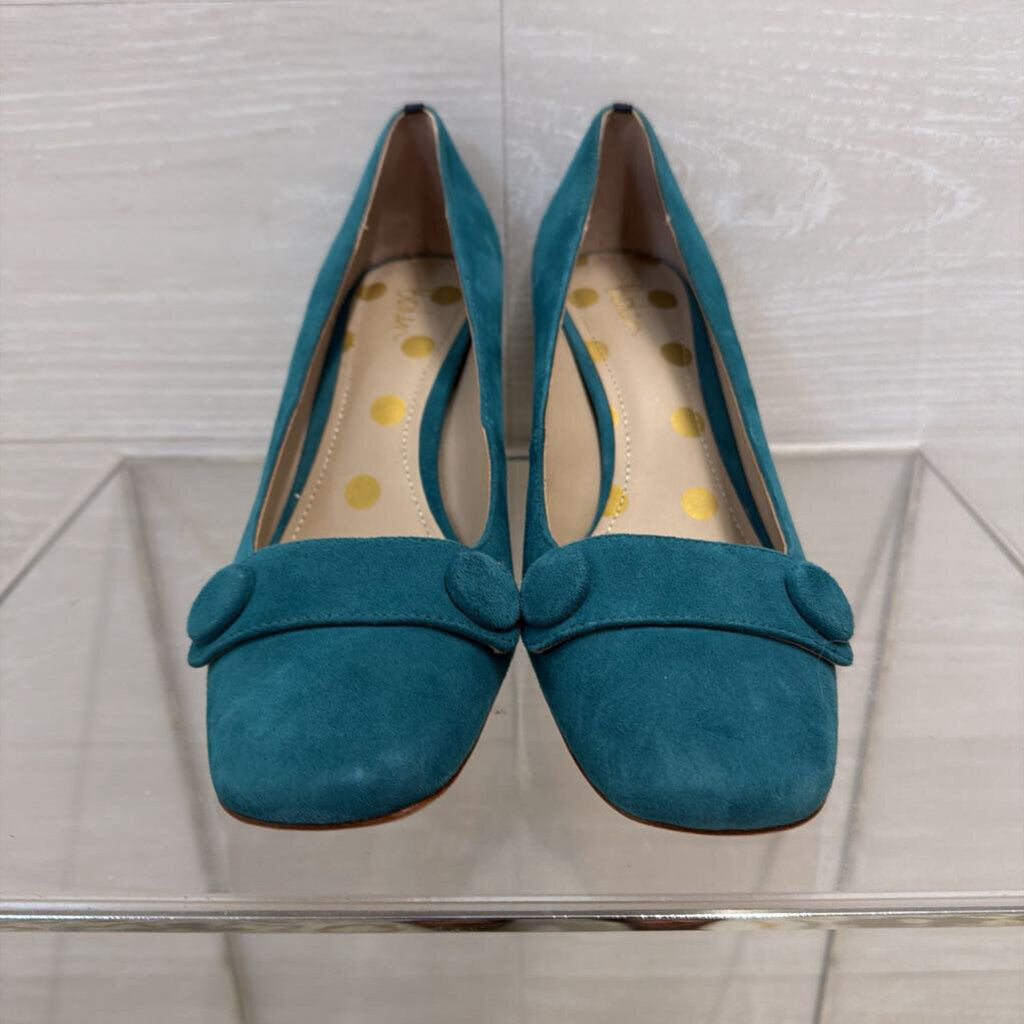 Boden Blue Suede Button Detail Block Heels 39
