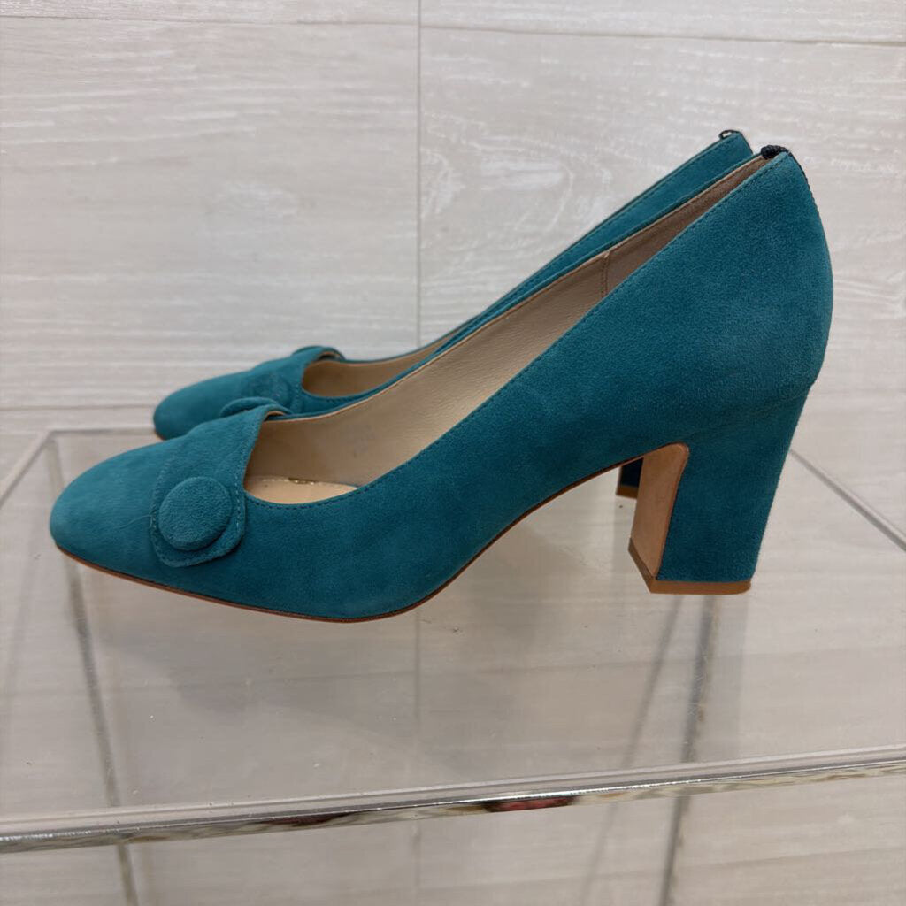 Boden Blue Suede Button Detail Block Heels 39
