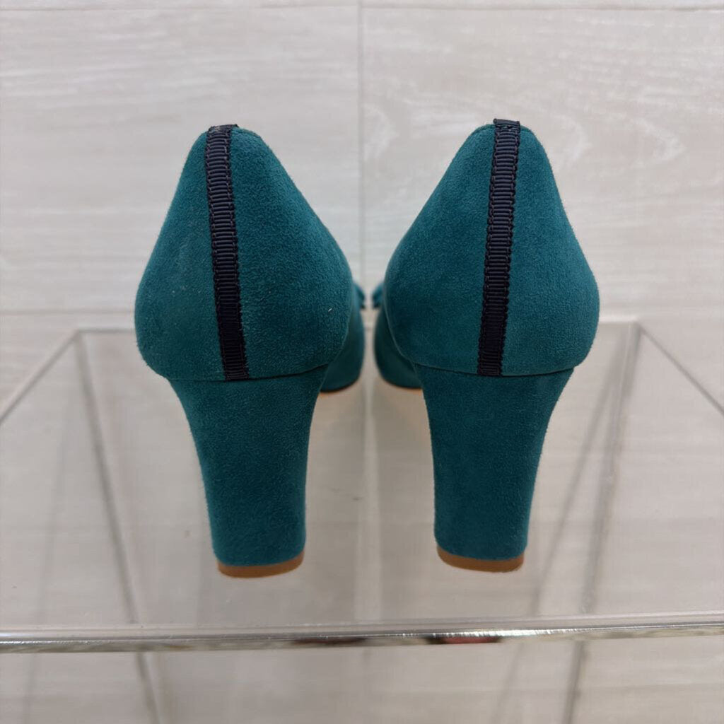 Boden Blue Suede Button Detail Block Heels 39