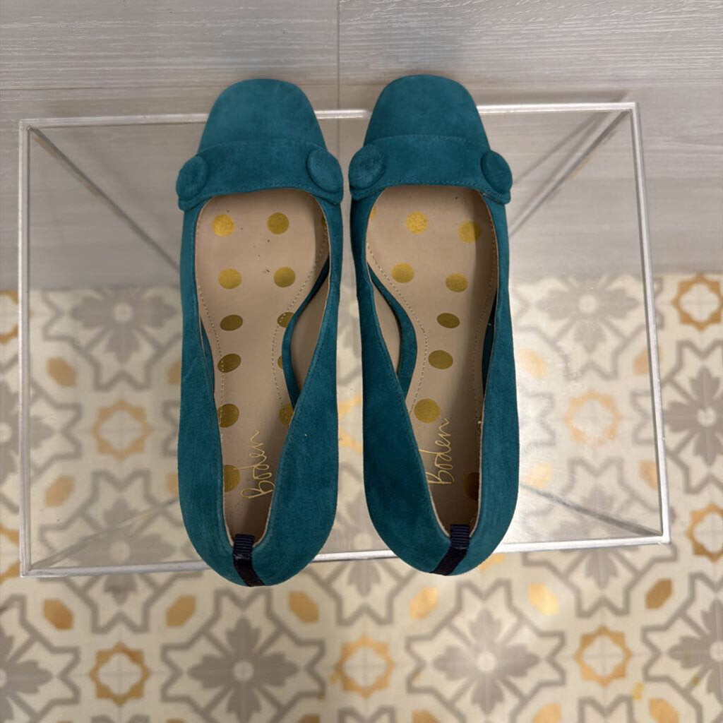 Boden Blue Suede Button Detail Block Heels 39