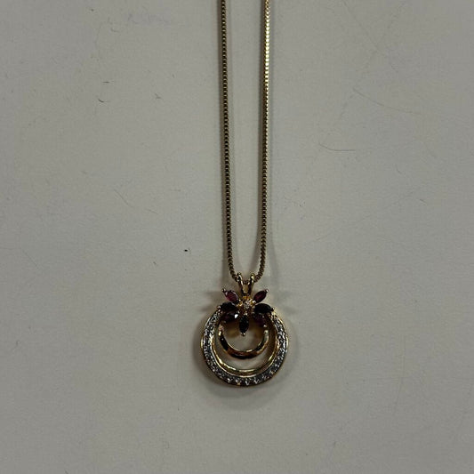 Garnet and White Topaz Pendant Necklace