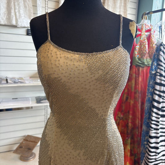 Vintage Je Matadi Gold Beaded Long Formal Dress Small