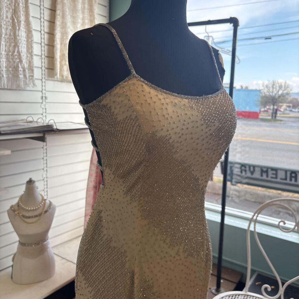 Vintage Je Matadi Gold Beaded Long Formal Dress Small