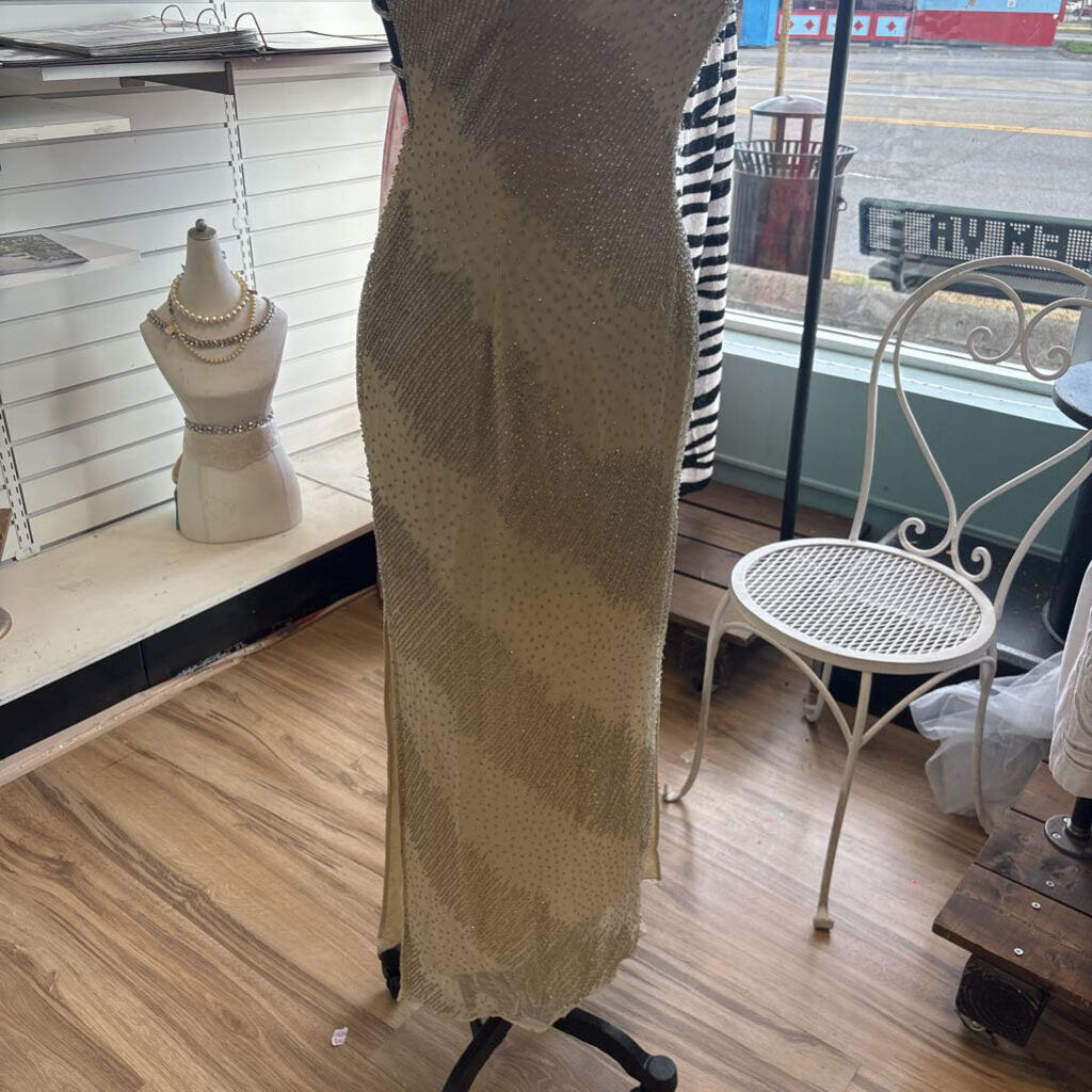 Vintage Je Matadi Gold Beaded Long Formal Dress Small