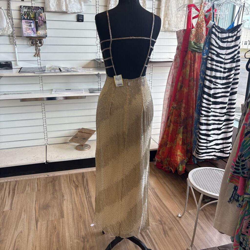 Vintage Je Matadi Gold Beaded Long Formal Dress Small