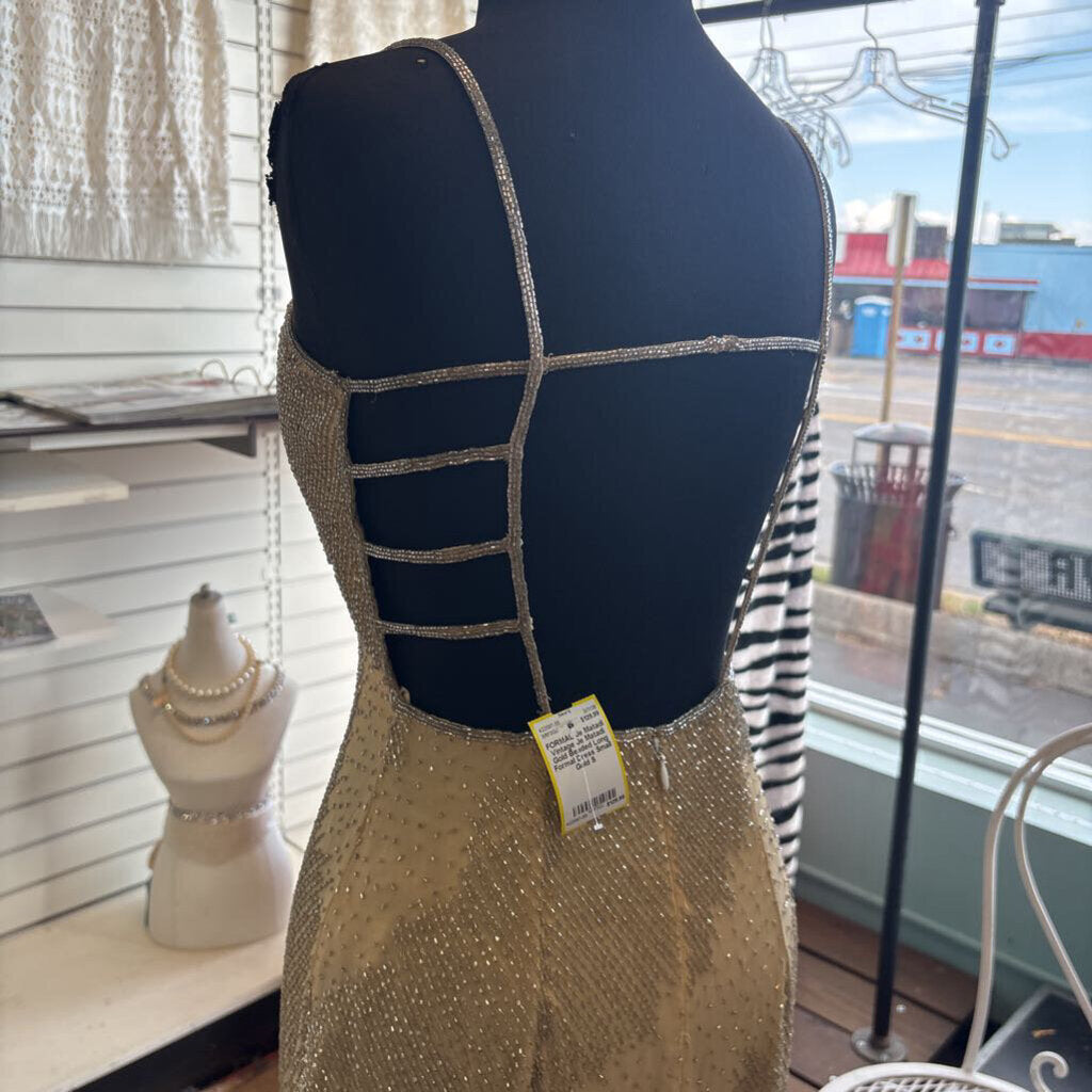 Vintage Je Matadi Gold Beaded Long Formal Dress Small