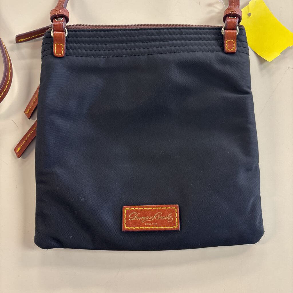Dooney and Bourke Black/ Brown Nylon Triple Zip Crossbody Purse