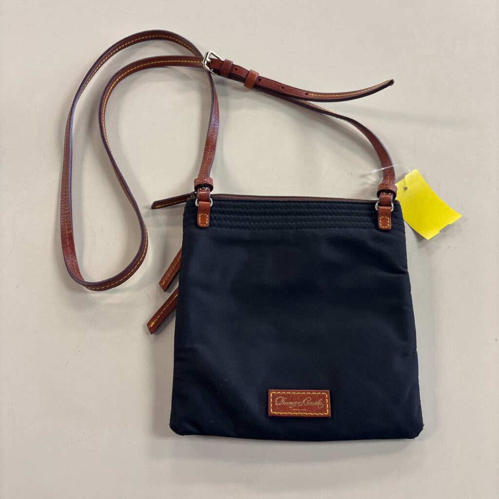 Dooney and Bourke Black/ Brown Nylon Triple Zip Crossbody Purse