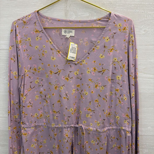 Candace Cameron Bure Purple Floral Print Long Sleeve Top Small