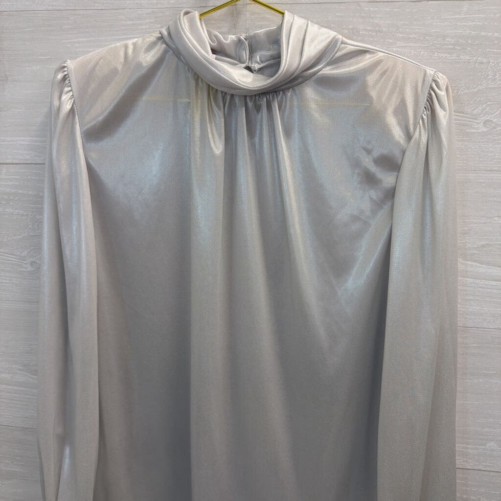 Vintage Lauren Lee Silver Long Sleeve Mock Neck Top 10