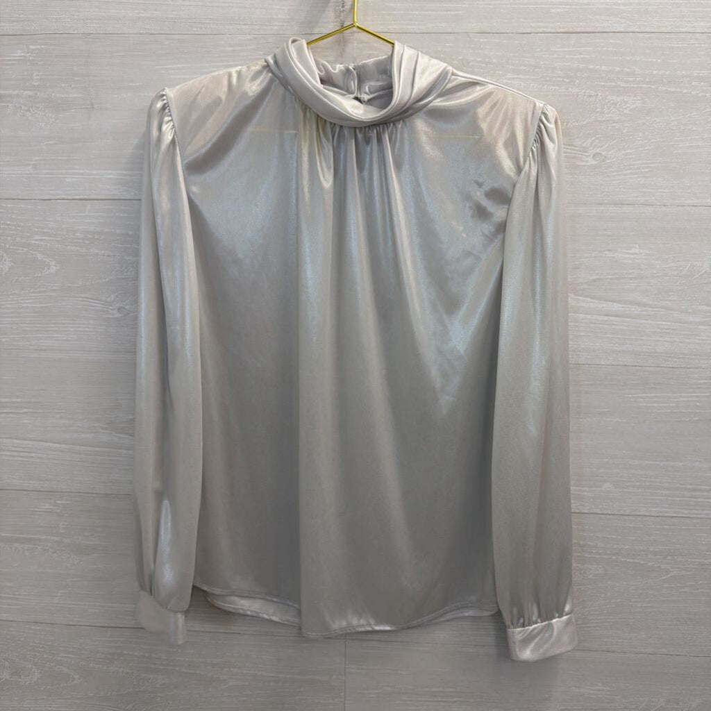 Vintage Lauren Lee Silver Long Sleeve Mock Neck Top 10