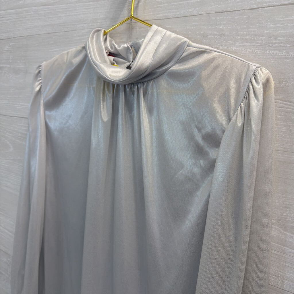 Vintage Lauren Lee Silver Long Sleeve Mock Neck Top 10