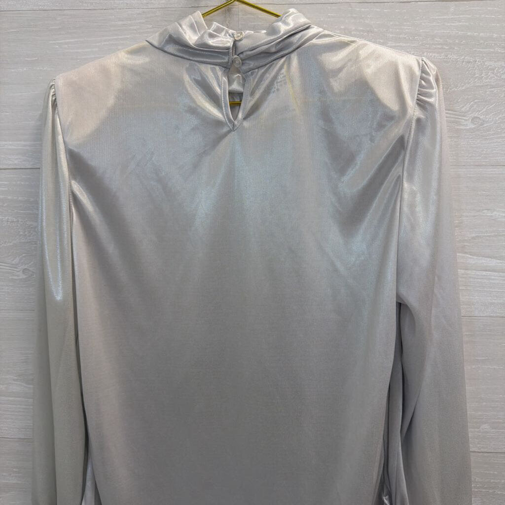 Vintage Lauren Lee Silver Long Sleeve Mock Neck Top 10