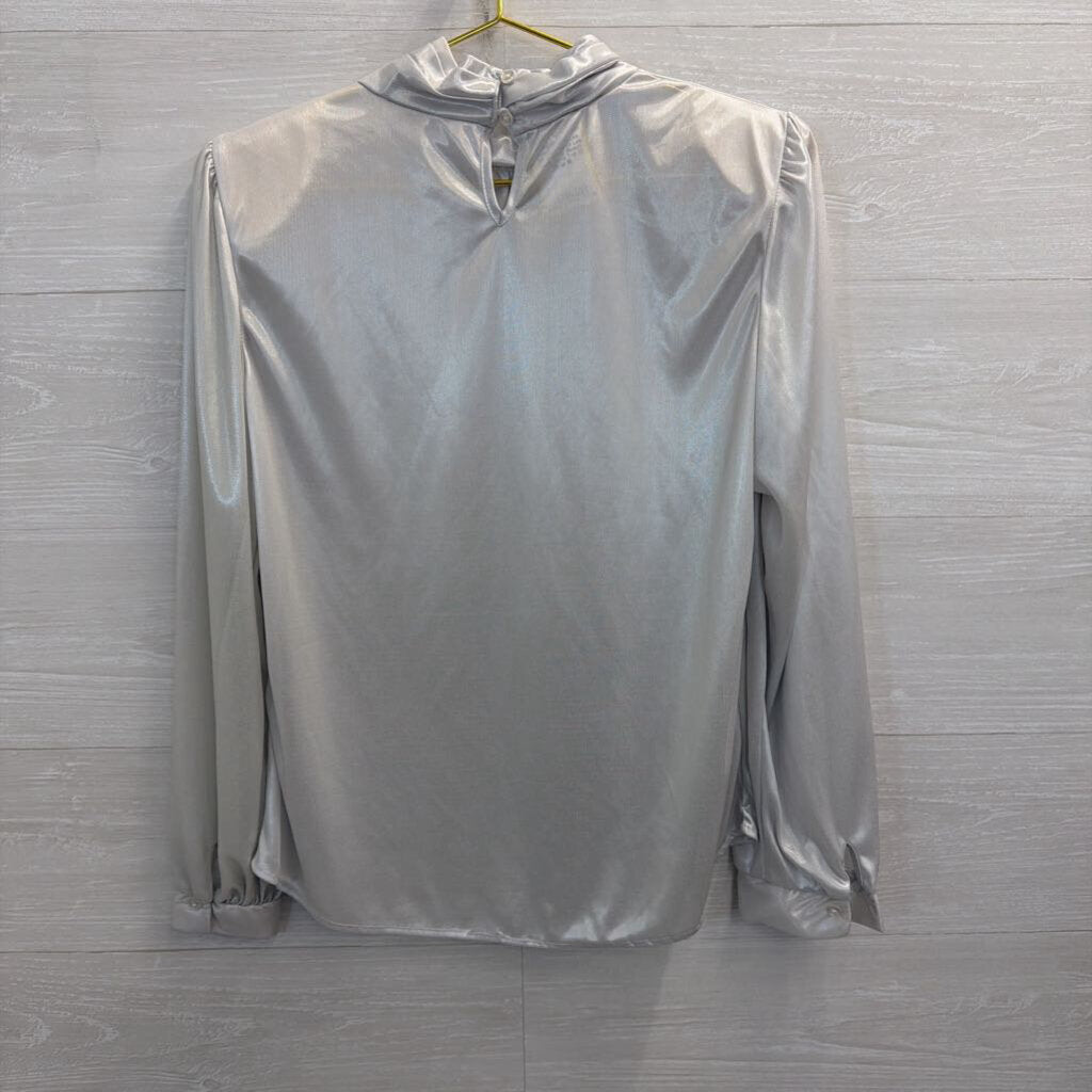 Vintage Lauren Lee Silver Long Sleeve Mock Neck Top 10