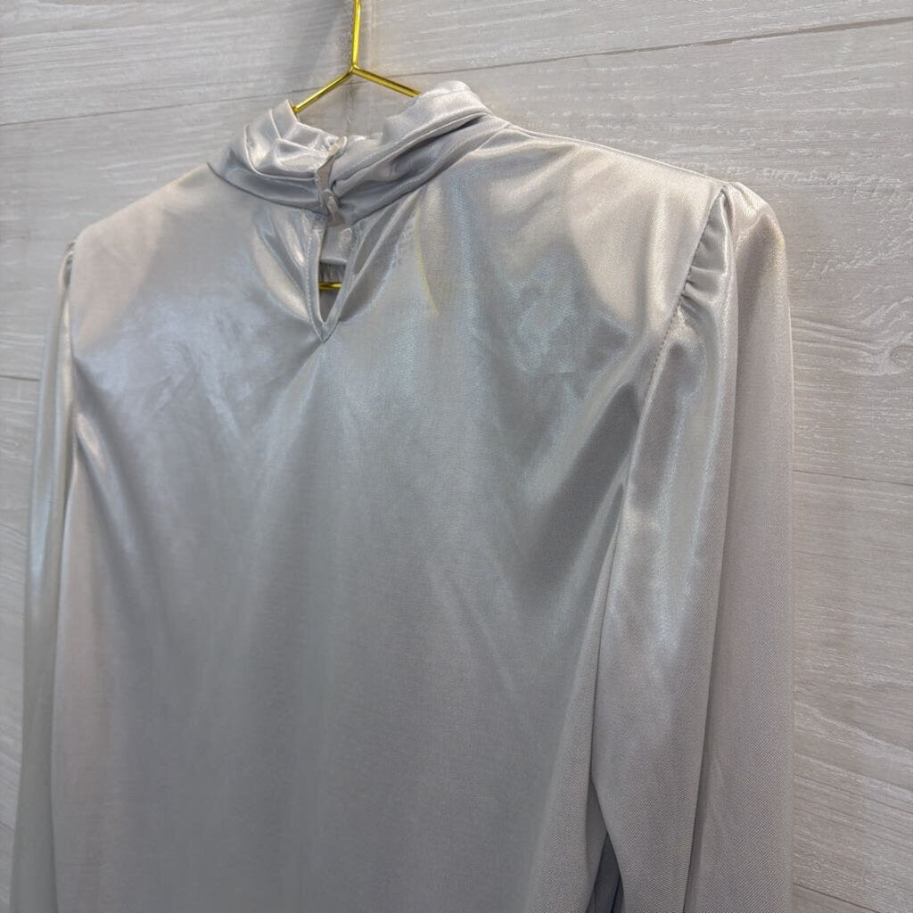 Vintage Lauren Lee Silver Long Sleeve Mock Neck Top 10