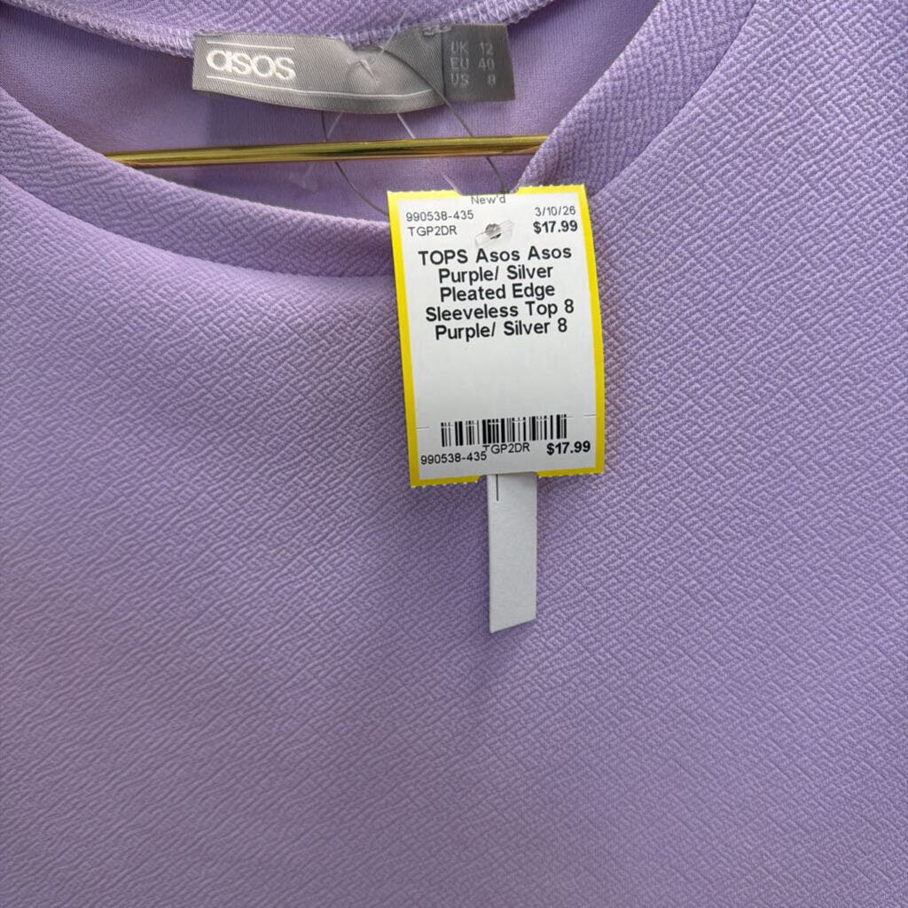 Asos Purple/ Silver Pleated Edge Sleeveless Top 8
