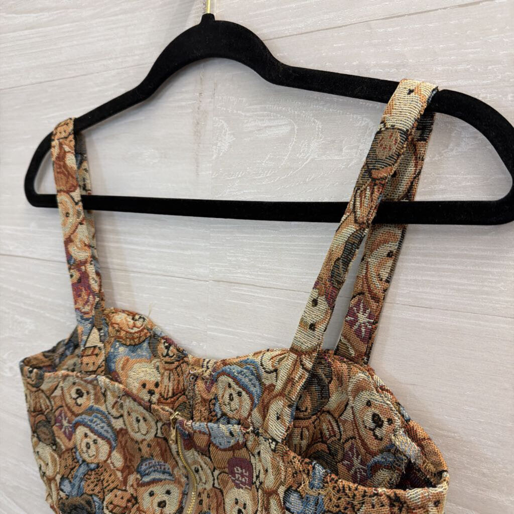 Brown Bear Print Crop Top Medium