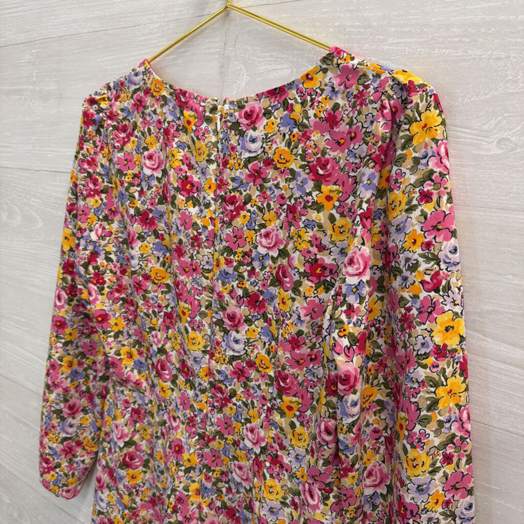 Loft White/ Multi Floral Print Long Sleeve Dress 2 Petite