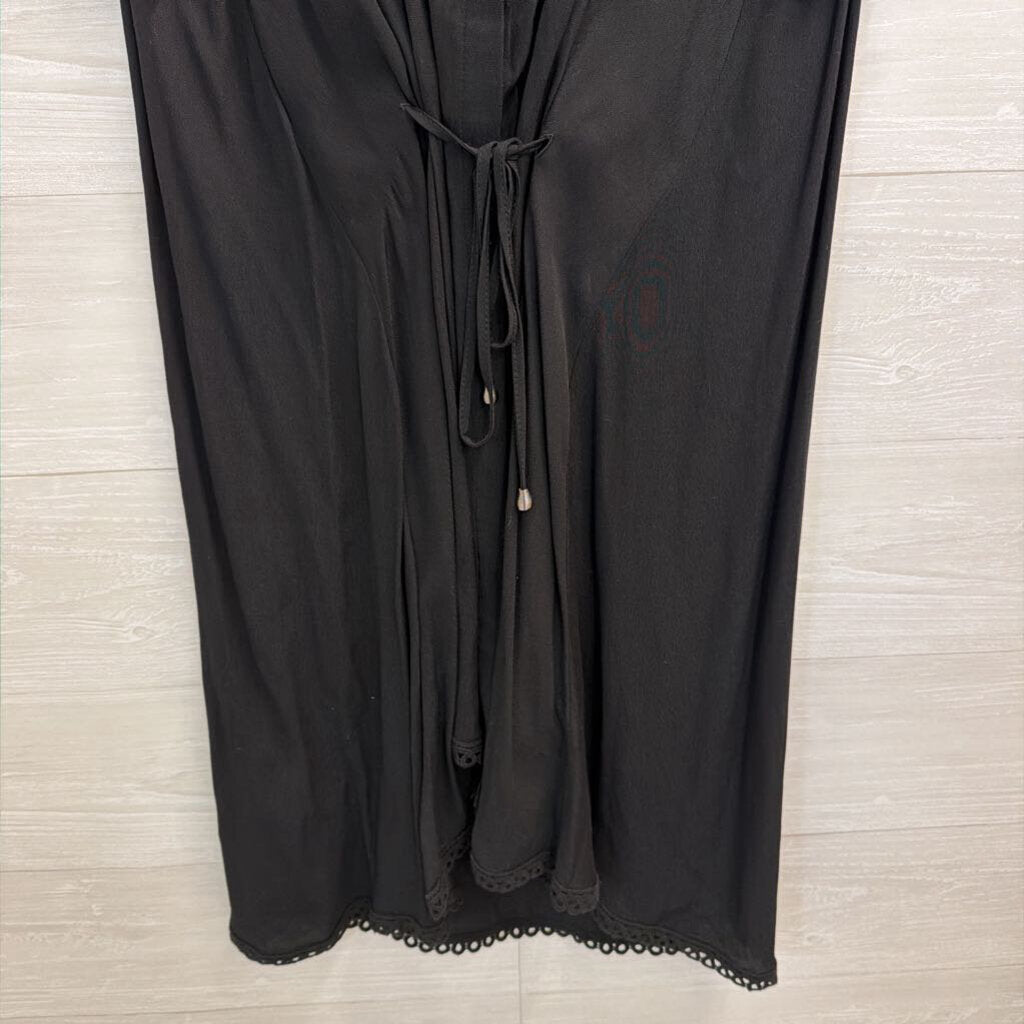 Mat Black Short Sleeve Button Down Dress Small