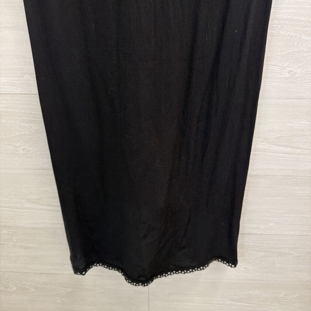 Mat Black Short Sleeve Button Down Dress Small
