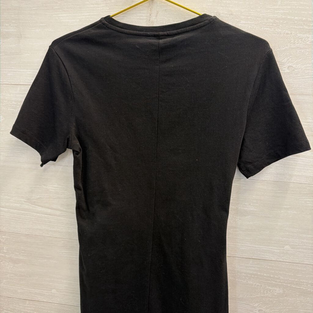 Black Lace Up Detail Short Sleeve Mini Dress 4
