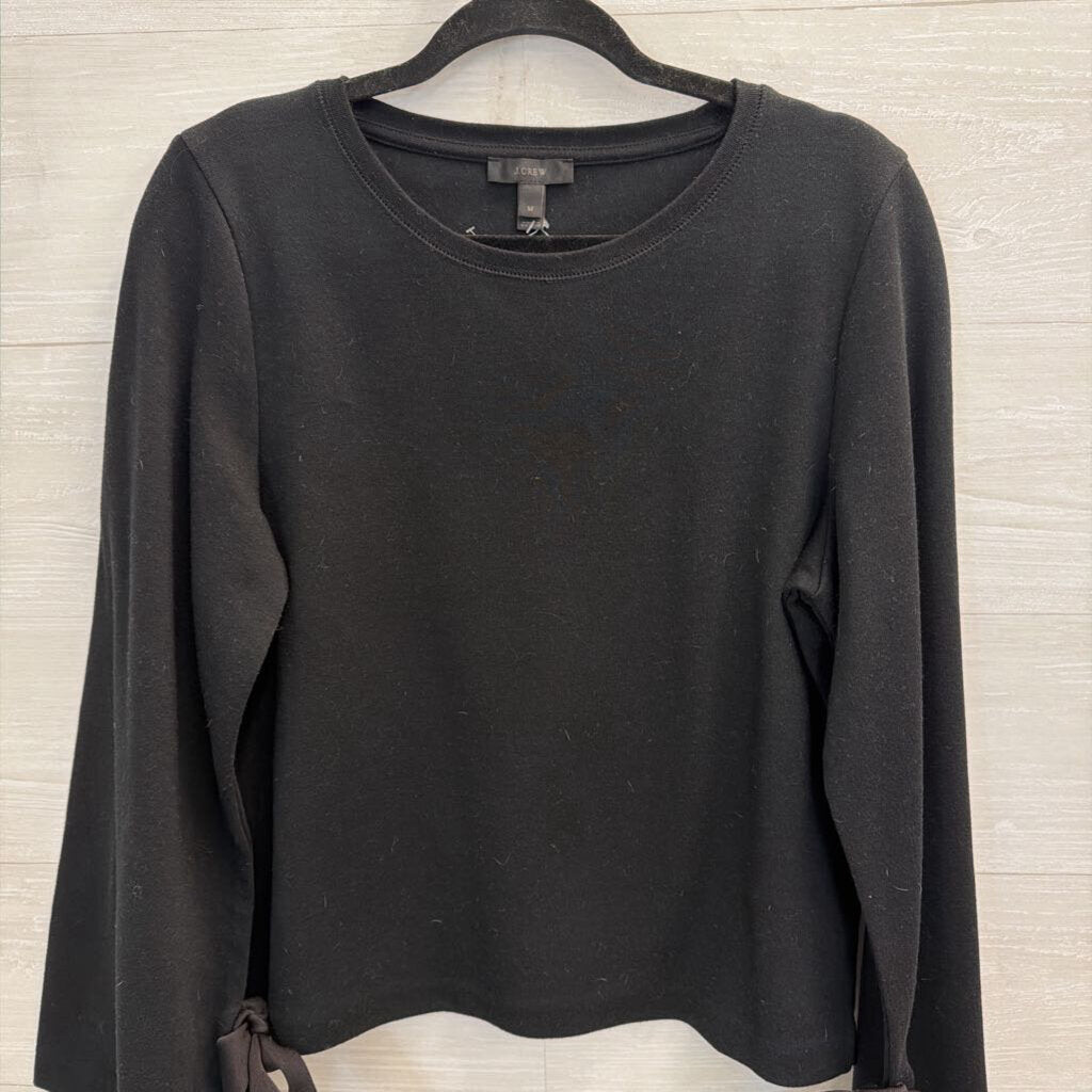 J Crew Black Long Tie Bell Sleeve Top Medium
