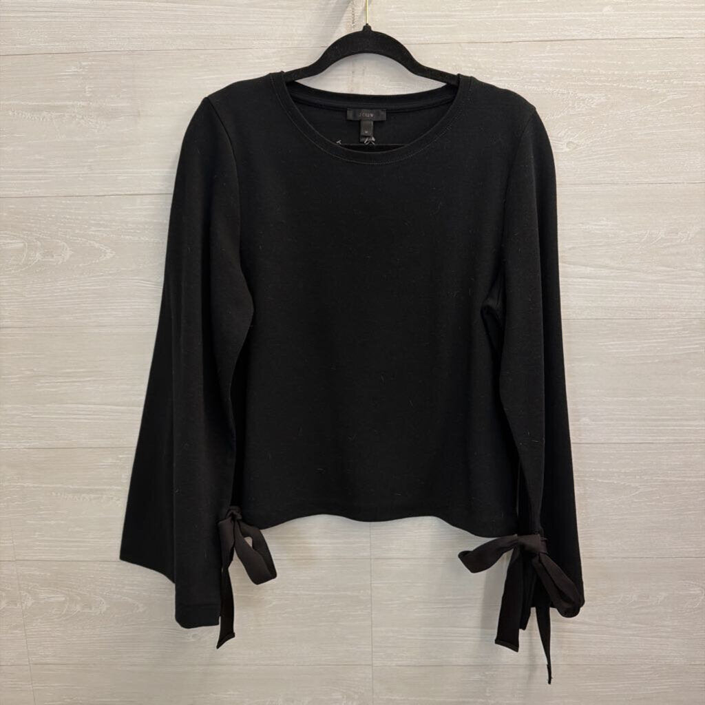 J Crew Black Long Tie Bell Sleeve Top Medium