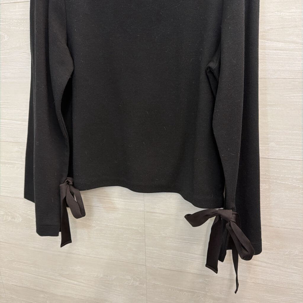 J Crew Black Long Tie Bell Sleeve Top Medium