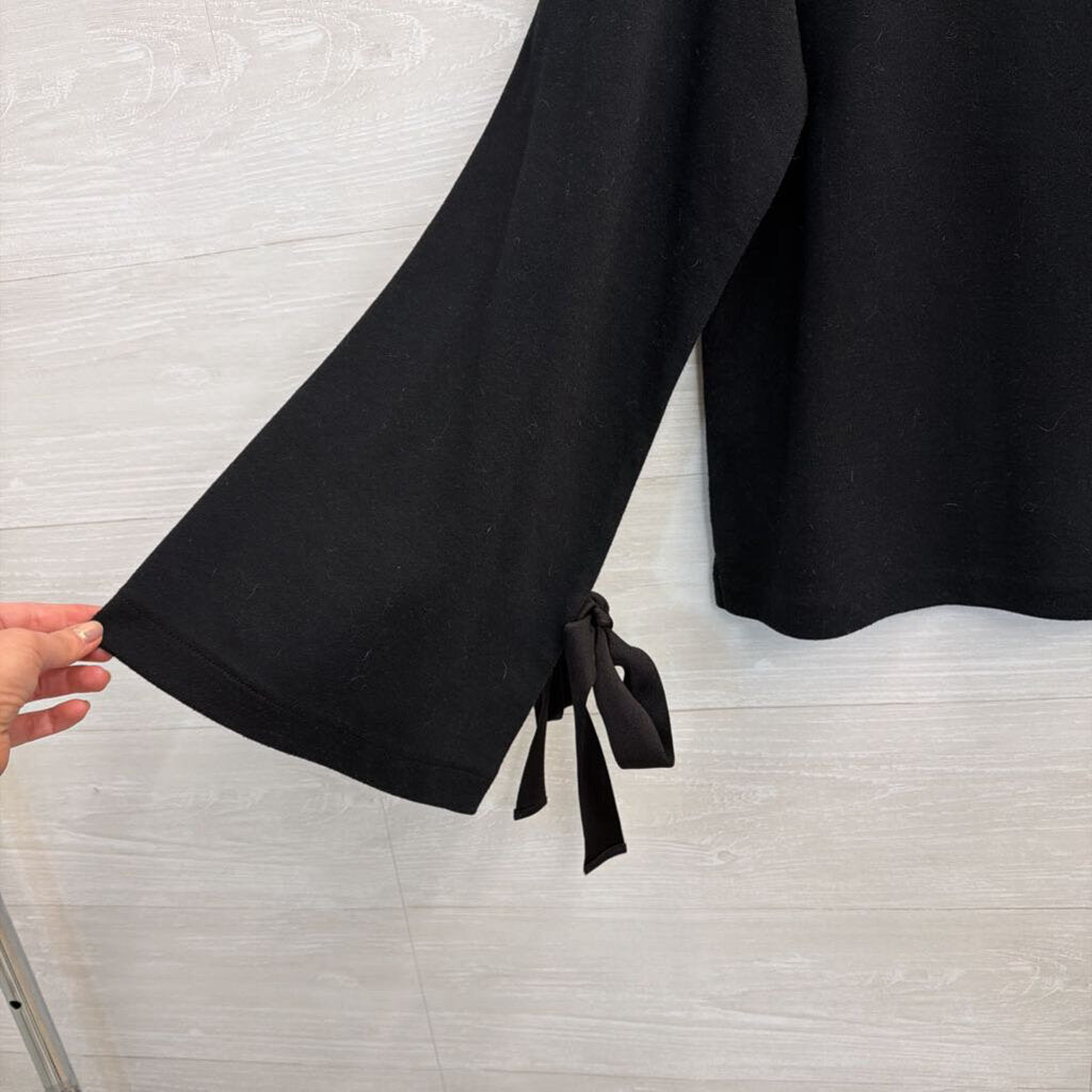 J Crew Black Long Tie Bell Sleeve Top Medium
