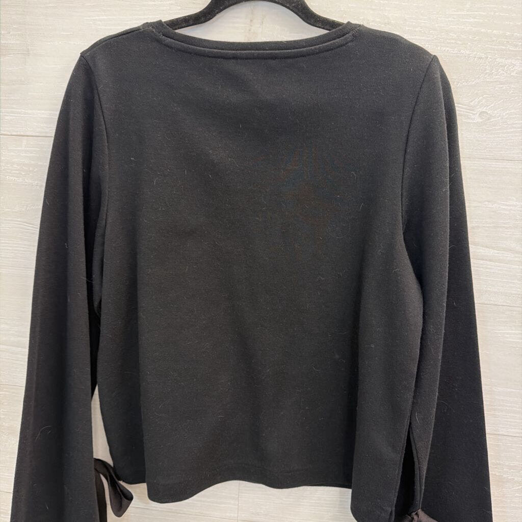 J Crew Black Long Tie Bell Sleeve Top Medium