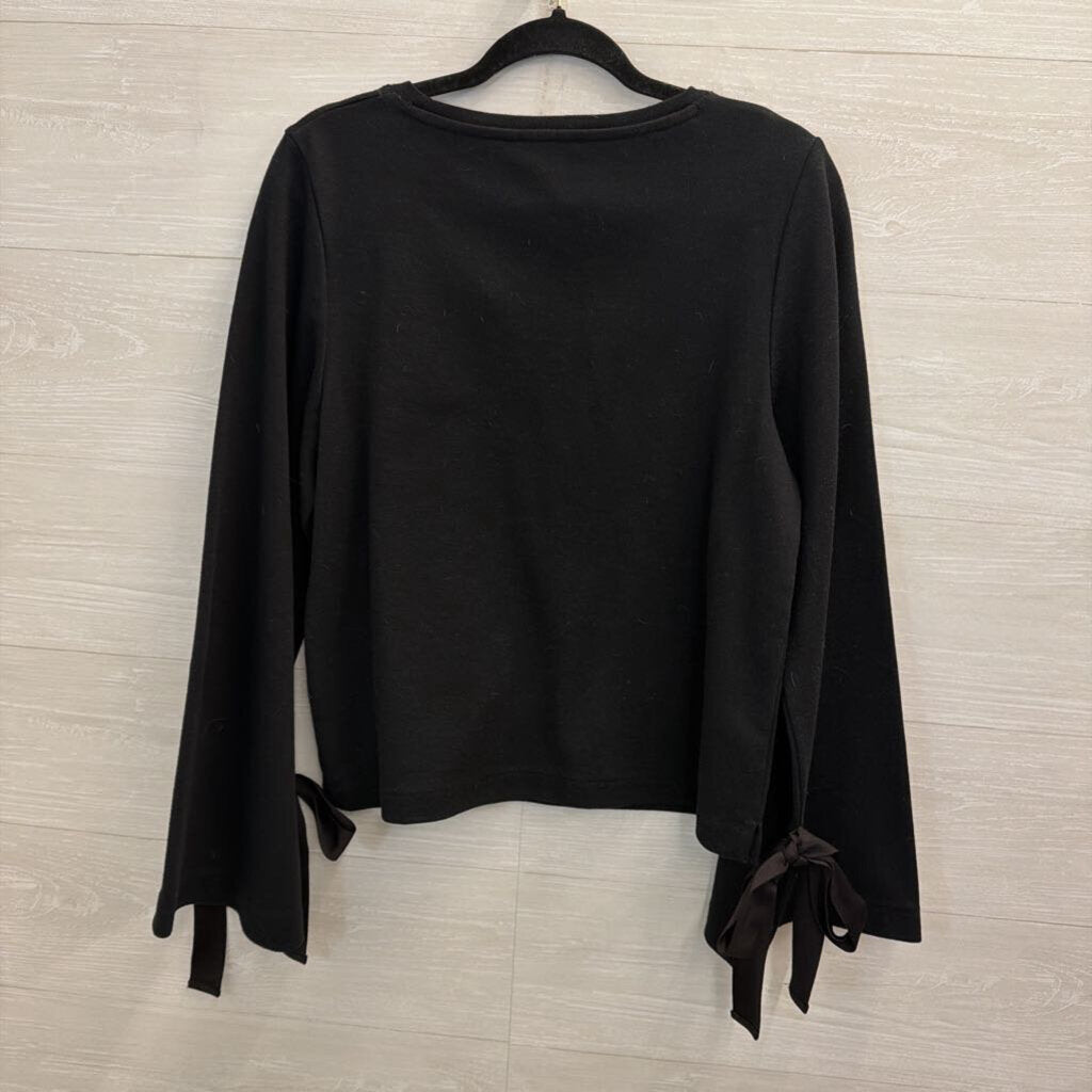 J Crew Black Long Tie Bell Sleeve Top Medium
