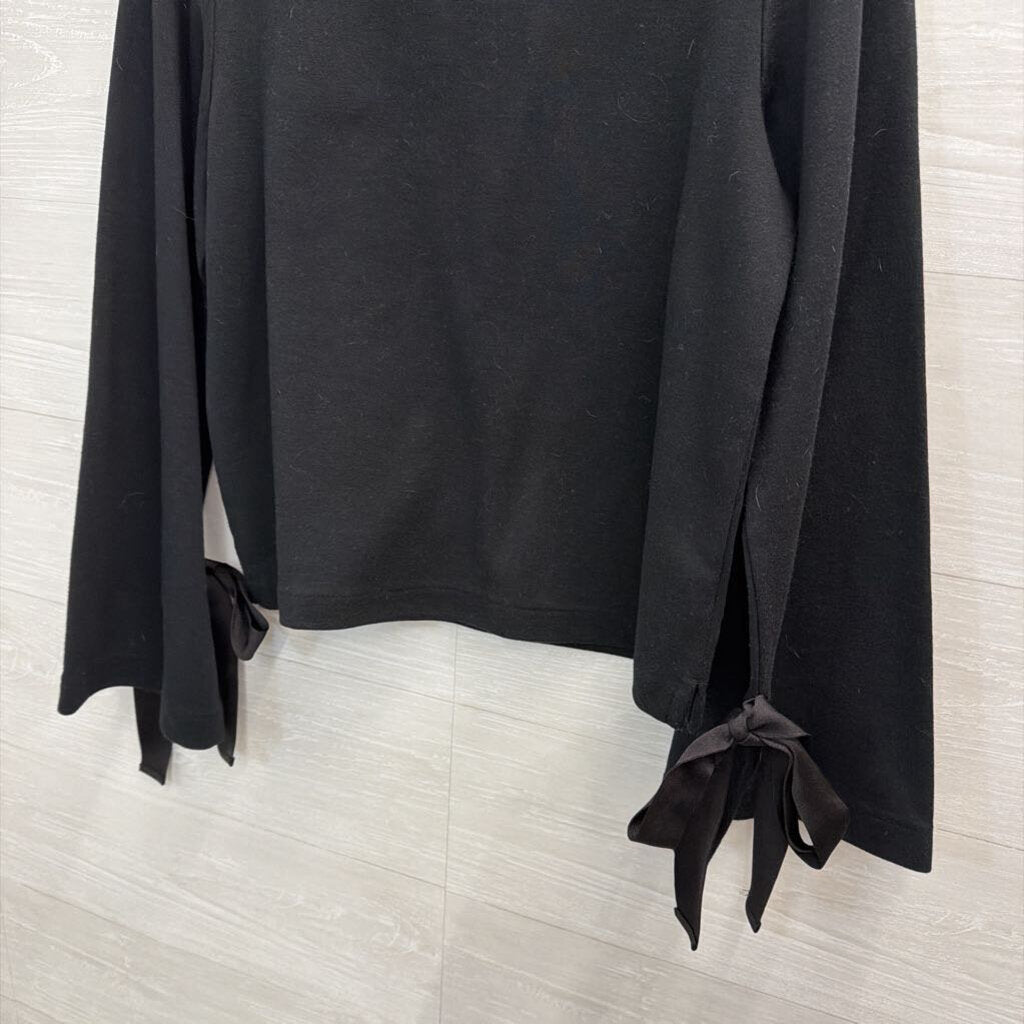 J Crew Black Long Tie Bell Sleeve Top Medium