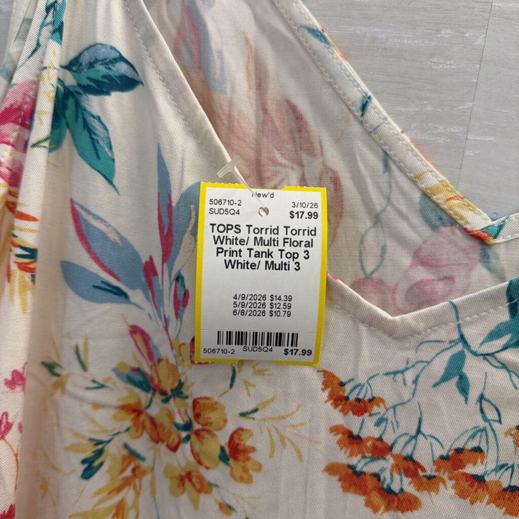 Torrid White/ Multi Floral Print Tank Top 3