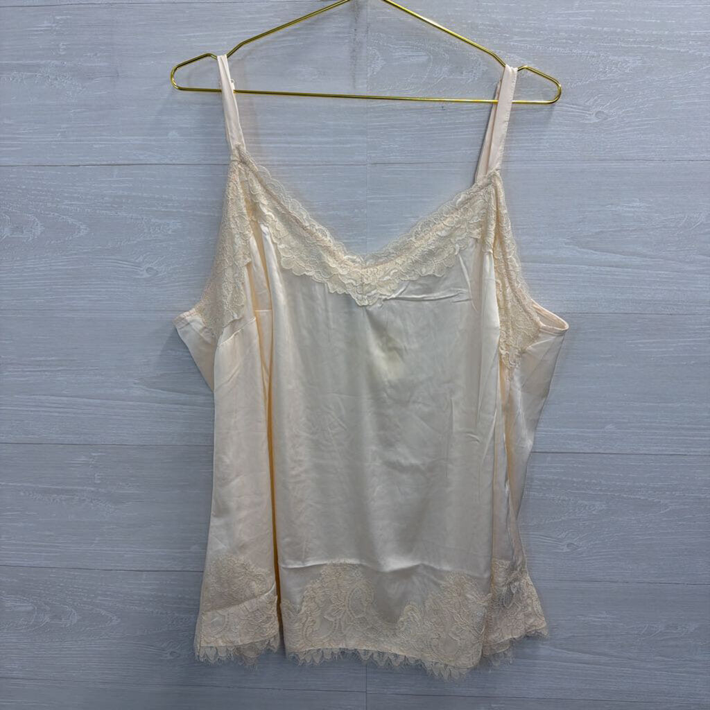 Torrid Cream Silky Lace Trim Tank Top 3