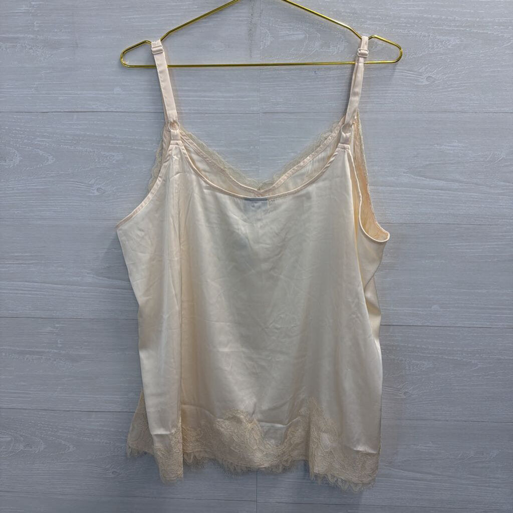 Torrid Cream Silky Lace Trim Tank Top 3