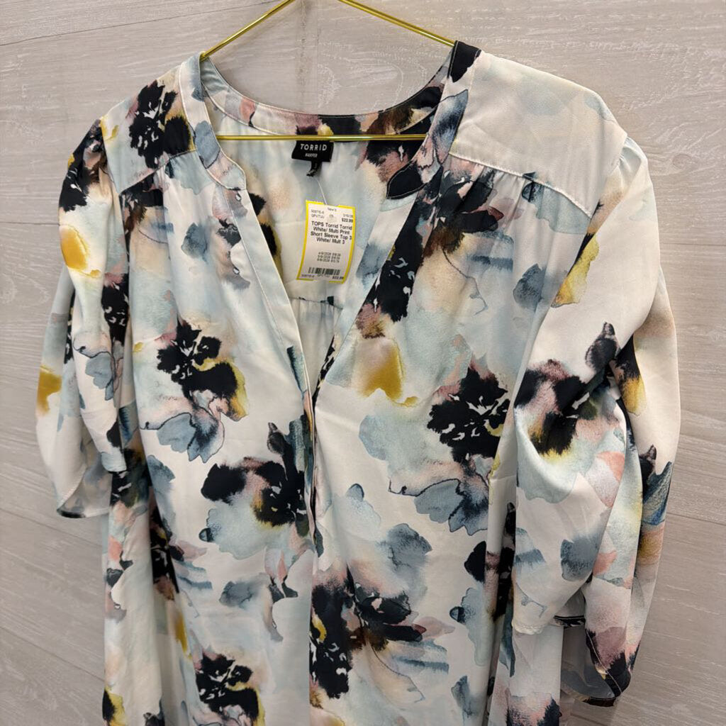 Torrid White/ Multi Print Short Sleeve Top 3