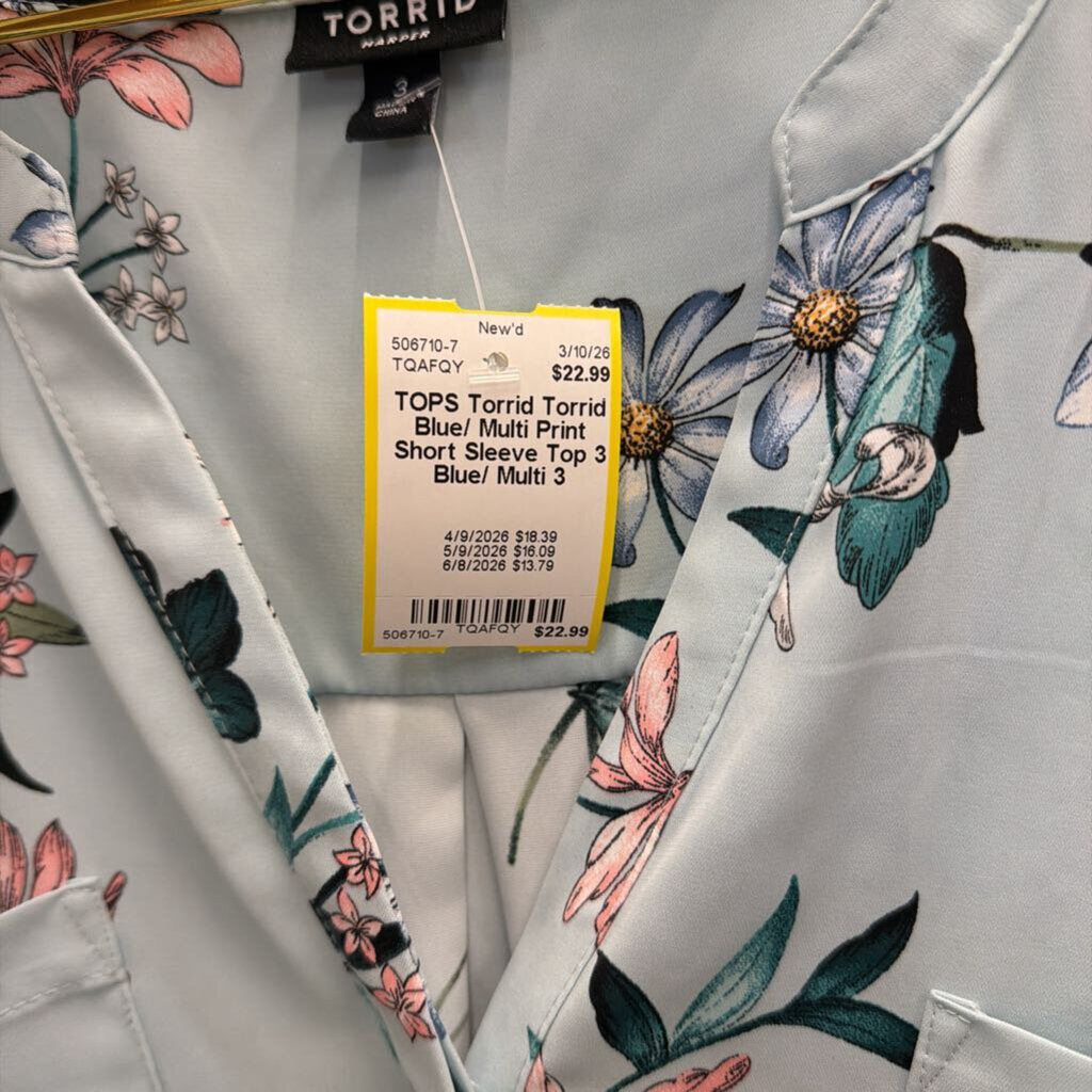 Torrid Blue/ Multi Print Short Sleeve Top 3