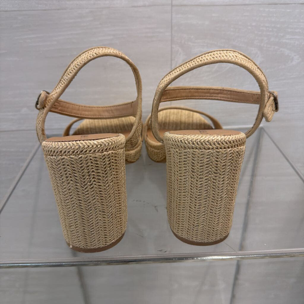 Torrid Beige Raffia Platform Sandal Heels 8.5 Wide