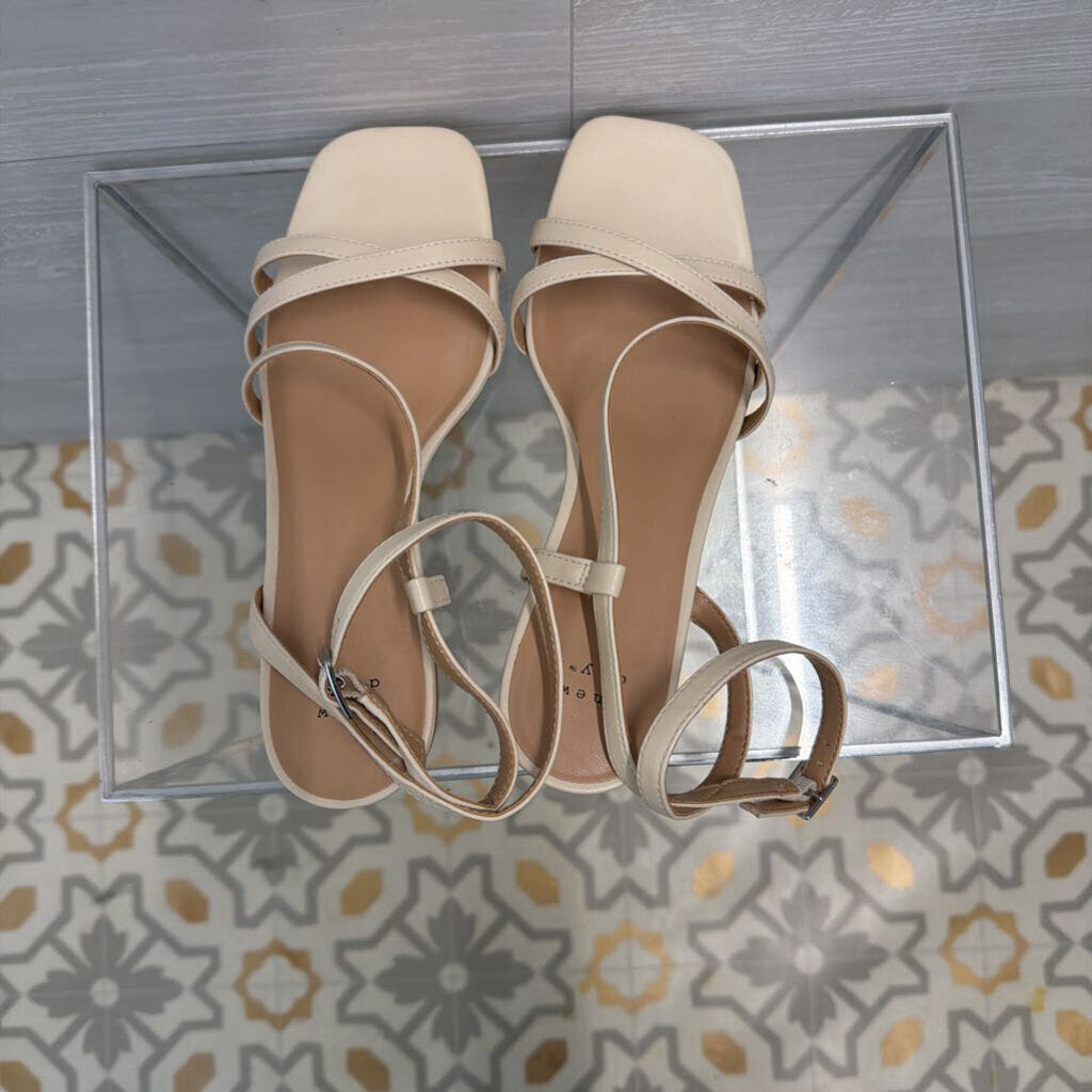 A New Day Cream Leather Strappy Kitten Heels 9