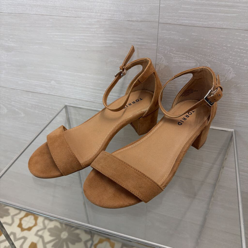 Torrid Brown Suede Ankle Strap Sandal Heels 8.5 Wide