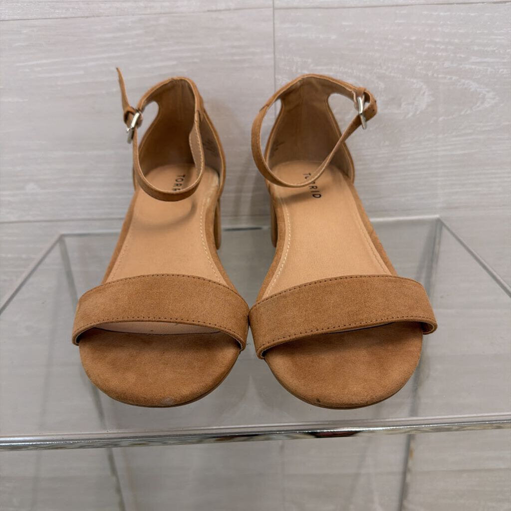 Torrid Brown Suede Ankle Strap Sandal Heels 8.5 Wide