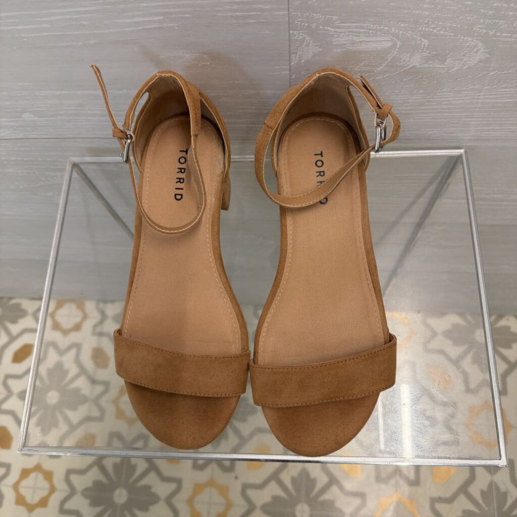 Torrid Brown Suede Ankle Strap Sandal Heels 8.5 Wide