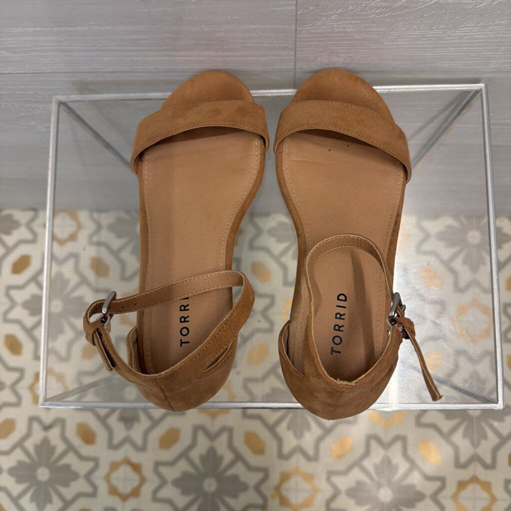 Torrid Brown Suede Ankle Strap Sandal Heels 8.5 Wide