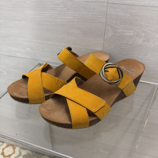 Dansko Yellow Susie Wedge Sandals 38